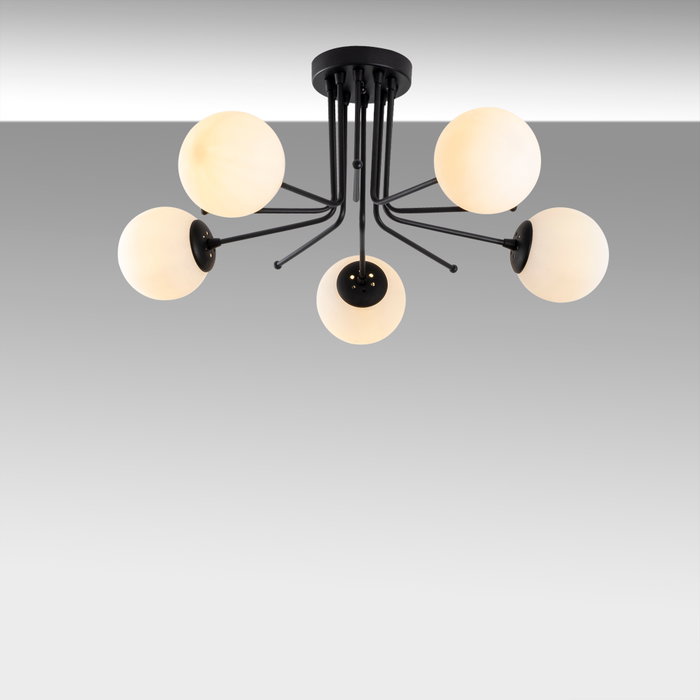 Opviq Lámpara de araña industrial Daisy-147-AV2 en negro